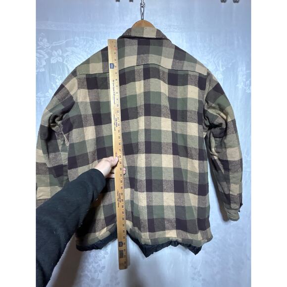 VTG Falls Creek Shacket 2X Brown Green Plaid Flannel Shirt Jacket Quilt Lined - Picture 11 of 11